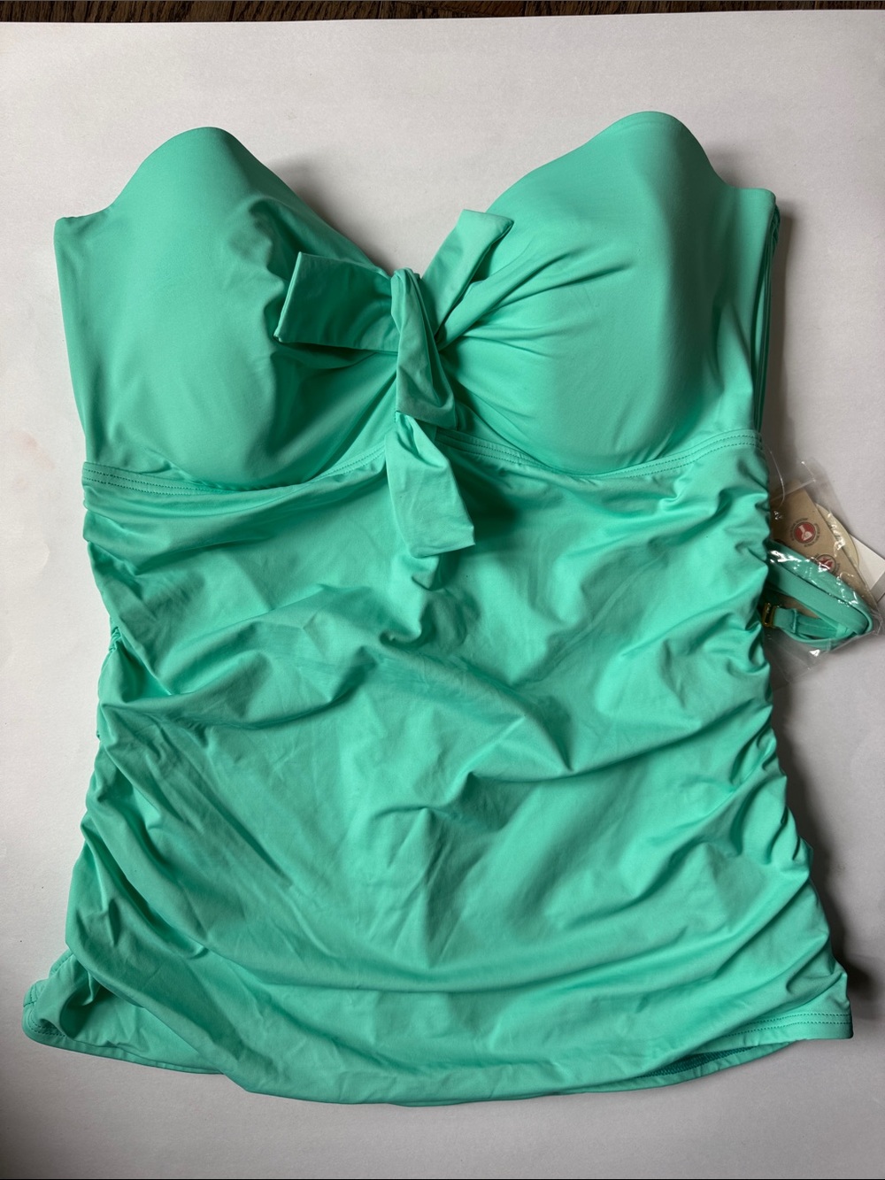 Tommy Bahama Strapless Mint Green Twist-Front Swim top